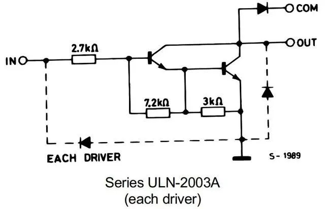 ULN2003內(nèi)部集成的達林頓管電路